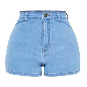 Light blue high waisted shape shorts
